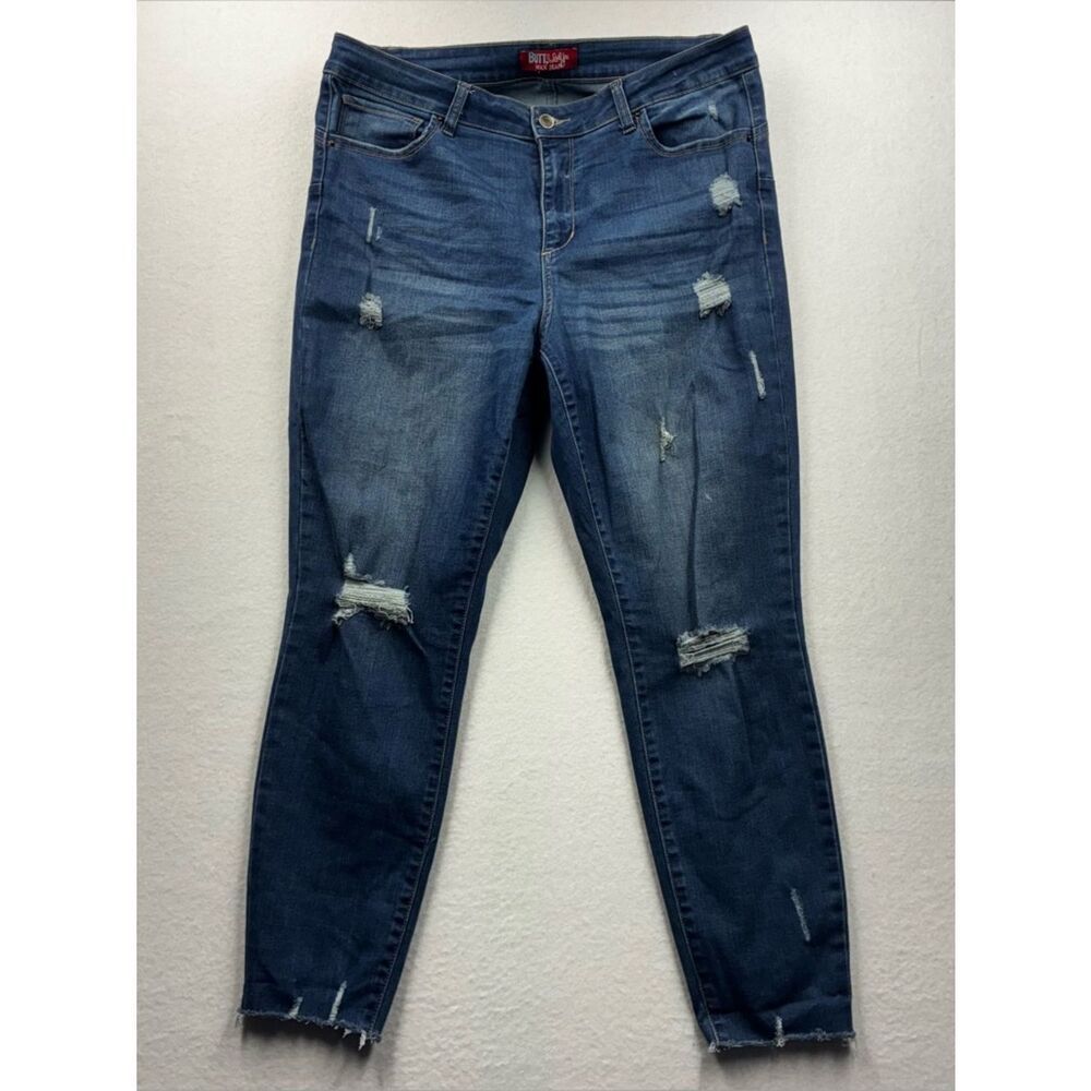 3For$20 Wax Jean Dark Blue Distressed Skinny Jeans size 29